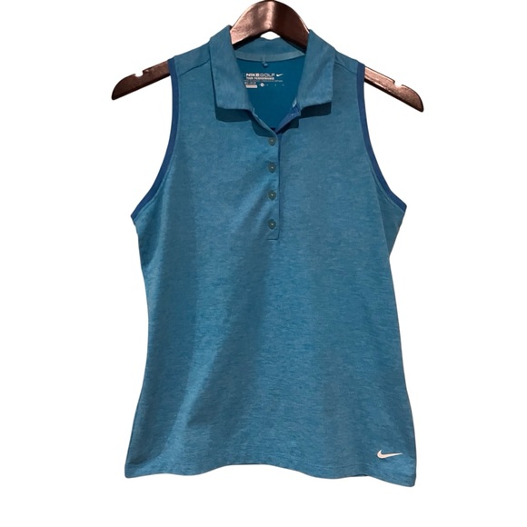 Nike Golf Women's Blue Turquoise Racer Back Sleeveless Polo Top Size Medium - Picture 2 of 12
